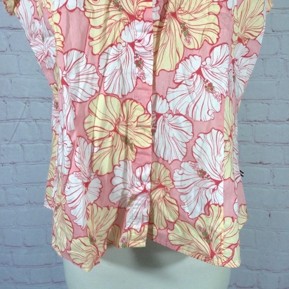 IZOD Floral Button Down Short Sleeve Top - Size PXL - Picture 3 of 7